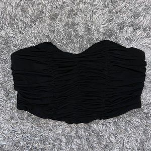 Forever 21 Black Ruched Corset Top Small